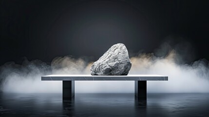 Wall Mural - realistic images with full hd resolution big rock in the middle of a misty area. promotional image. 