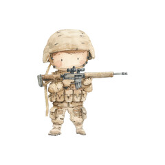 soldier holding sniper vector illustration in watercolor style