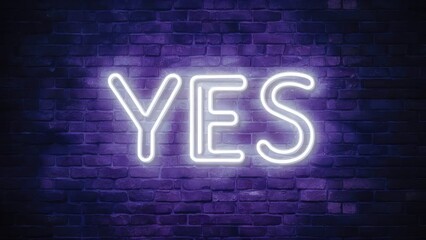 A neon sign that says Yes in red and blue letters 