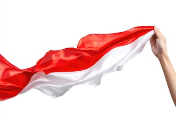 A Hand Holding and Waving the Indonesian Flag