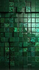 Wall Mural - green mosaic tiles abstract background illustration copy space design