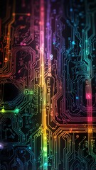 Wall Mural - rainbow tech circuit abstract background illustration copy space design