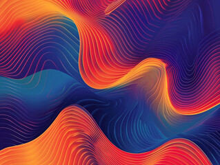 Wall Mural - A colorful, abstract painting with purple, orange, and blue hues. The painting has a sense of movement and energy, with the colors blending and flowing together in a dynamic way