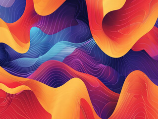 Canvas Print - A colorful, abstract painting with purple, orange, and blue hues. The painting has a sense of movement and energy, with the colors blending and flowing together in a dynamic way