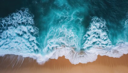 bird eye view Waves on the beach as a background. Beautiful natural background rip current