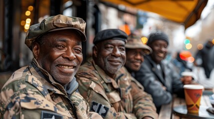 Sticker - African American War Veterans Celebrate Remembrance Day at Sunny Street Cafe: Sharing Memories and Smiles