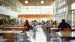 © amorn_m - Students Eating Lunch in a School Cafeteria.