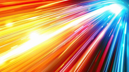 Poster - Vibrant Multicolor Spectrum With Neon Orange and Blue Rays at Night