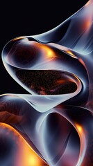 Poster - Exploration of Curved Lines in Abstract Composition Displaying Flowing Shapes Against Dark Background