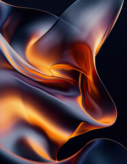 Poster - Flowing Curved Shapes Emphasizing Abstract Design Against Dark Backdrop in High-Definition Style