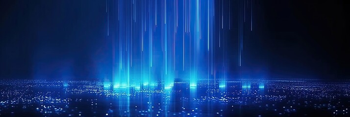 Poster - Data Visualization Displaying Vertical Light Columns Against A Dark Background