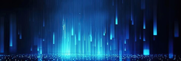 Poster - Vertical Columns of Light Points Create Striking Data Visualization Against Dark Background