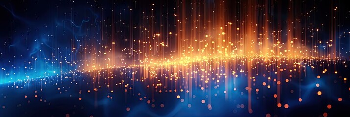 Poster - Visualization of Pulsating Light Points in Horizontal Columns Against Dark Background