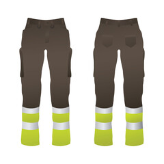 Wall Mural - Mockup of safety trousers front and back view