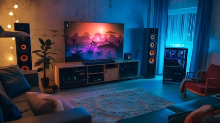 Stylish Gaming Room with TV.