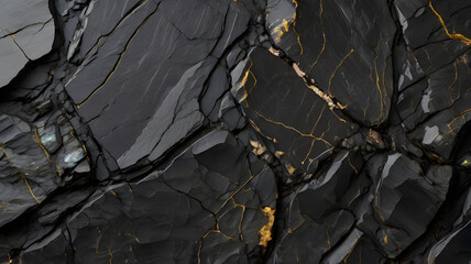 Canvas Print - black shale with subtle mineral inclusions and a smooth surface