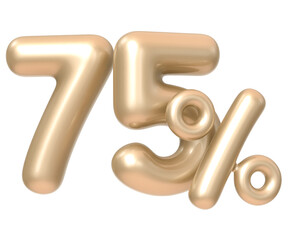 Sticker - 75 Percent Number Champagne color 3d Render