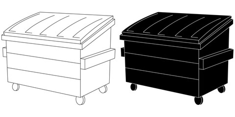 Fototapete - Black and white and white and black graphic of a dumpster bin