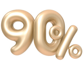 Sticker - 90 Percent Number Champagne color 3d Render