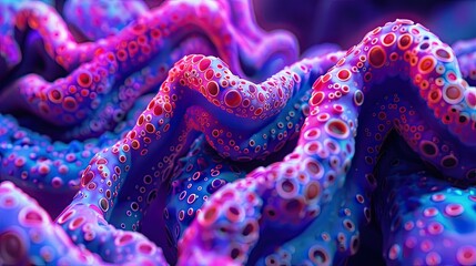 Poster - Colorful Luminous Claymation Forms in a Surrealistic Grotesque Setting at Night