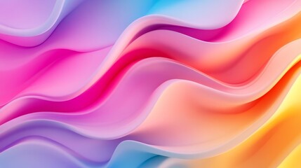 Wall Mural - Abstract background with vibrant, flowing waves in shades of pink, blue, orange, and yellow. The image represents creativity, energy, movement, and modern design.