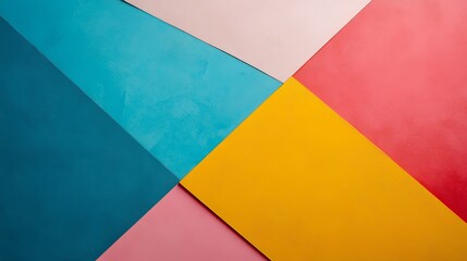 Poster - A minimalist background with geometric shapes in blue, pink, yellow, and red, symbolizing creativity, energy, optimism, and passion.