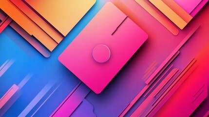 Poster - An abstract background with overlapping geometric shapes in vibrant colors, symbolizing creativity, energy, modern design, digital art, and technology.