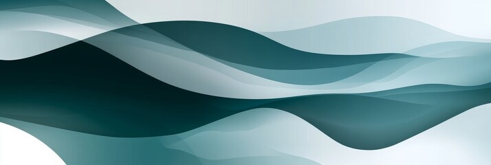 Poster - Abstract teal and white wave background, symbolizing flow, movement, fluidity, harmony, and energy.