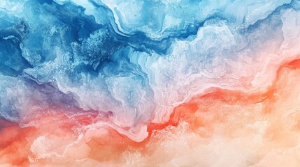 Poster - A vibrant watercolor abstract background featuring blue and orange swirls, symbolizing creativity, energy, movement, and the flow of life.