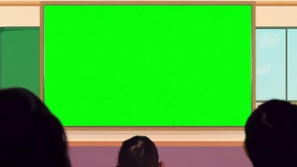 Poster - students looking at green screen billboard educational setting generative ai