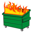 © Richard O'Donoghue - Cartoon style vector of a Dumpster Fire representative of a mismanaged situation