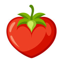 Wall Mural - heart shaped tomato vegetable for cooking meals. A bright element isolated on white for design. Vector illustration