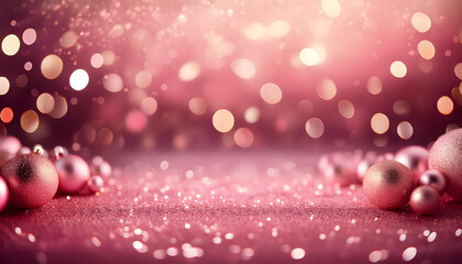 a pink celebration background with glittering colors, bokeh, and blank space, capturing the festive and glamorous atmosphere with shimmering details.