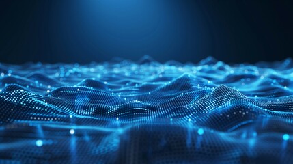 Blue abstract wavy 3d holographic scientific background