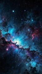 blue cosmic nebula abstract background design copy space illustration art