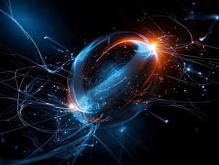 Wall Mural - close-up of a glowing abstract shape in outer space, representing futuristic concepts and ideas, mor