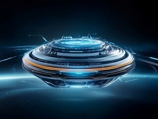 Wall Mural - close-up of an abstract futuristic structure floating in space, symbolizing advanced technology and 
