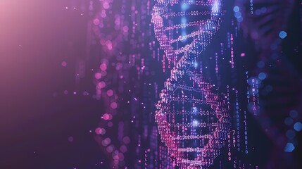 Poster - Magnificent DNA Model with Digital Matrix Backdrop