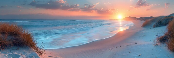 Wall Mural - Sand Dunes Panorama at Sunrise