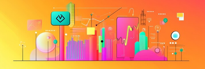 Poster - abstract graphic depicting data analysis, business growth, innovation, technology, and digital trans