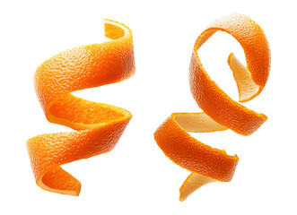 spiral orange peel twist isolated on transparent or white background