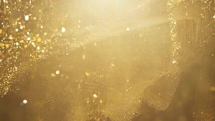 Poster - Golden Glitter Particles Falling With Magical Light Effects Generative AI