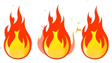 Poster - Cartoon Fire Elements With Looping Motion Graphical Animation Generative AI