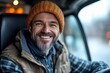 © Rajiv - Portrait of happy truck driver looking at camera, Generative AI