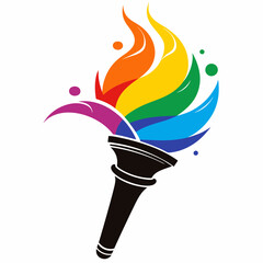 Poster - rainbow ink wash Olympic flag torch vector illustration 