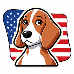 Wall Mural - Dog American Flag sticker design vector illustration