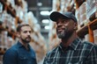 © Kishan - Warehouse manager talking with logistics employee in warehouse, planning transport of products, talking shipping process, Generative AI