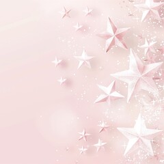 Wall Mural - pink background with white stars and sequins. A banner for a holiday or a burenka with a place for text.