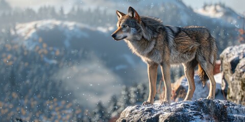 Majestic Wolf on Mountain Peak