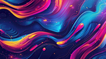 Poster - A high-energy abstract background with neon splashes on a dark background, ideal for bold and eye-catching designs.